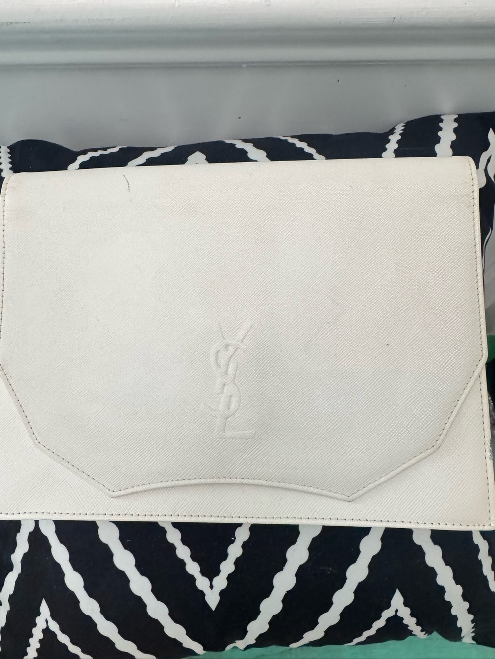 Authentic Yves Saint Laurent Cream Envelope Clutch